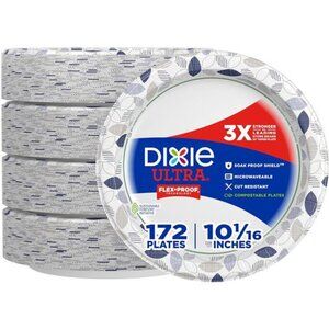 Large Paper Plates, 10 Inch 172 Count, 3X Stronger Disposable Plates Messy Meals